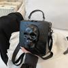 Gothic Skull Mini Square Crossbody Bag Women Punk Rock Biker Style Shoulder Streetwear Fashion Accessory
