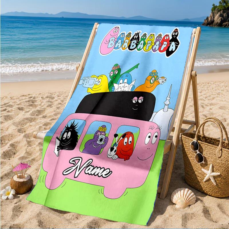 Custom Name Music Barba Adventure Heart In Space Adventure Microfiber Beach Towel, Lightweight for Summer Travel, Swimming Pool Fan Gift