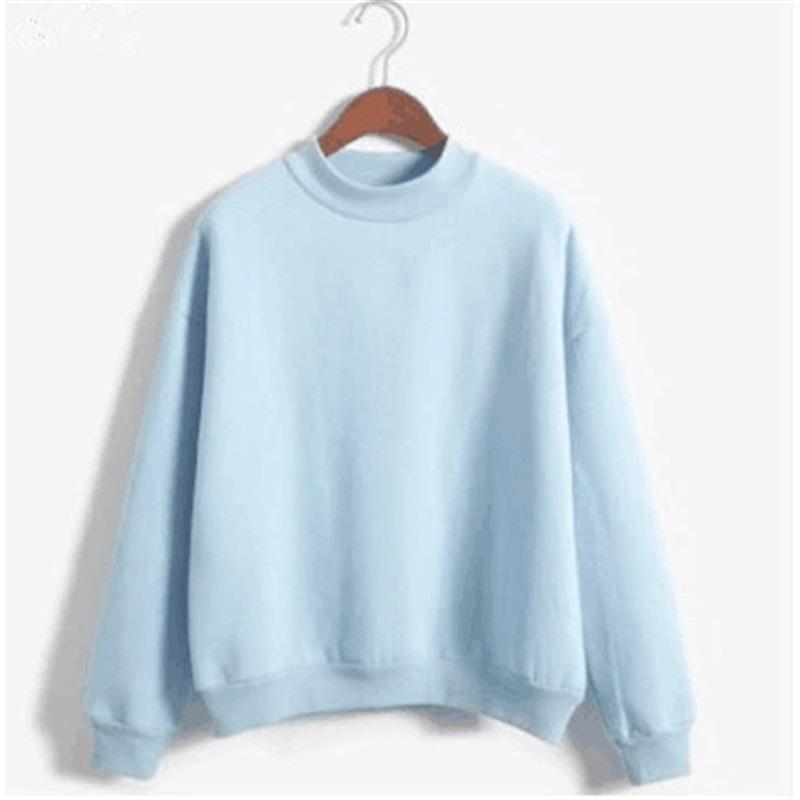 Solid Color Small High Neck Loose Casual Plus Velvet Long Sleeved Top