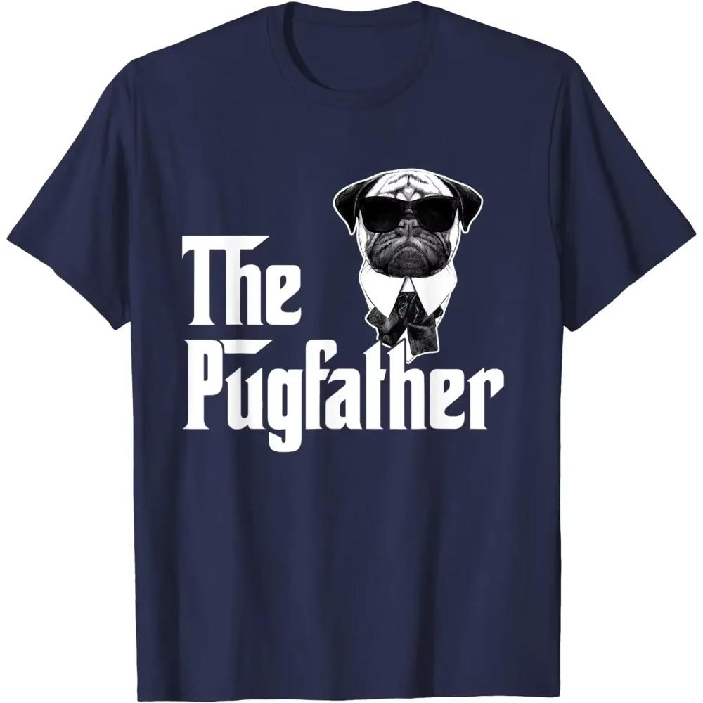 Funny Pug Owner The Pugfather Father Gift Dog Lovers Owner T-Shirt Fathers Day Gift Mens T Shirts Men Clothing Casual Cotton