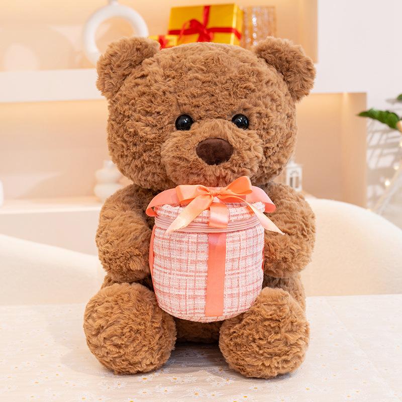 New Cute Birthday Cake Little Bear Plushies Dolls Soft Stuffed Fluffly Animals Kawaii Bears With Rose Kids Toys for Girls Gifts