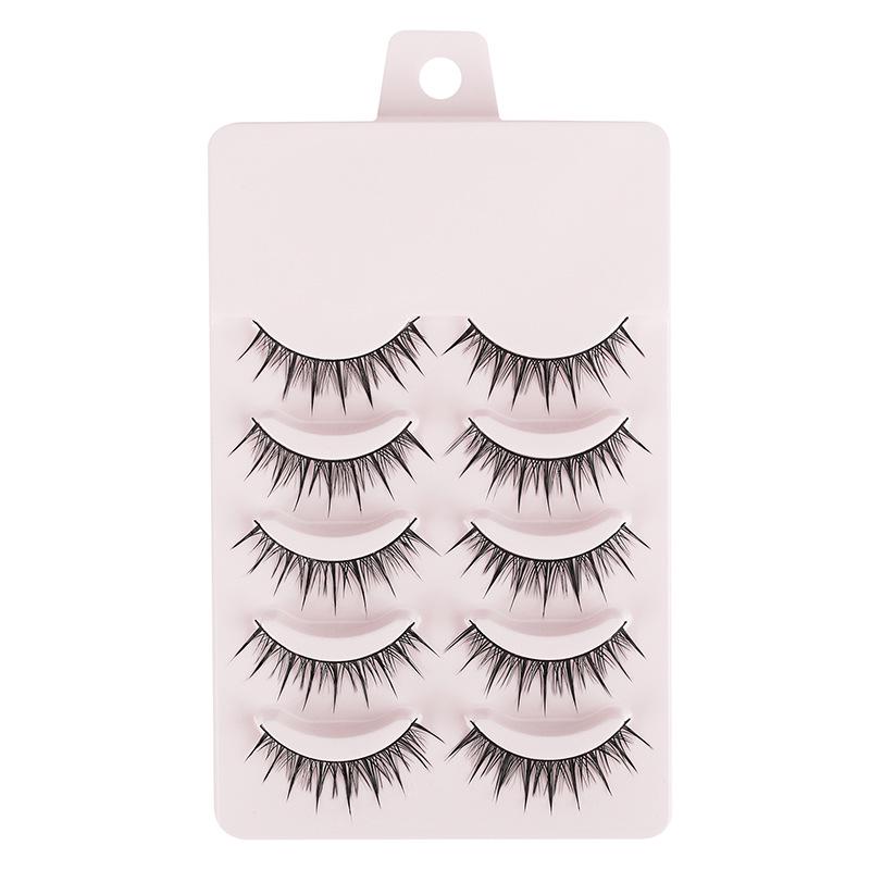 Five-Pair Set of Thick, Curly, 3D Fox-Eye Cat-Eye False Eyelashes