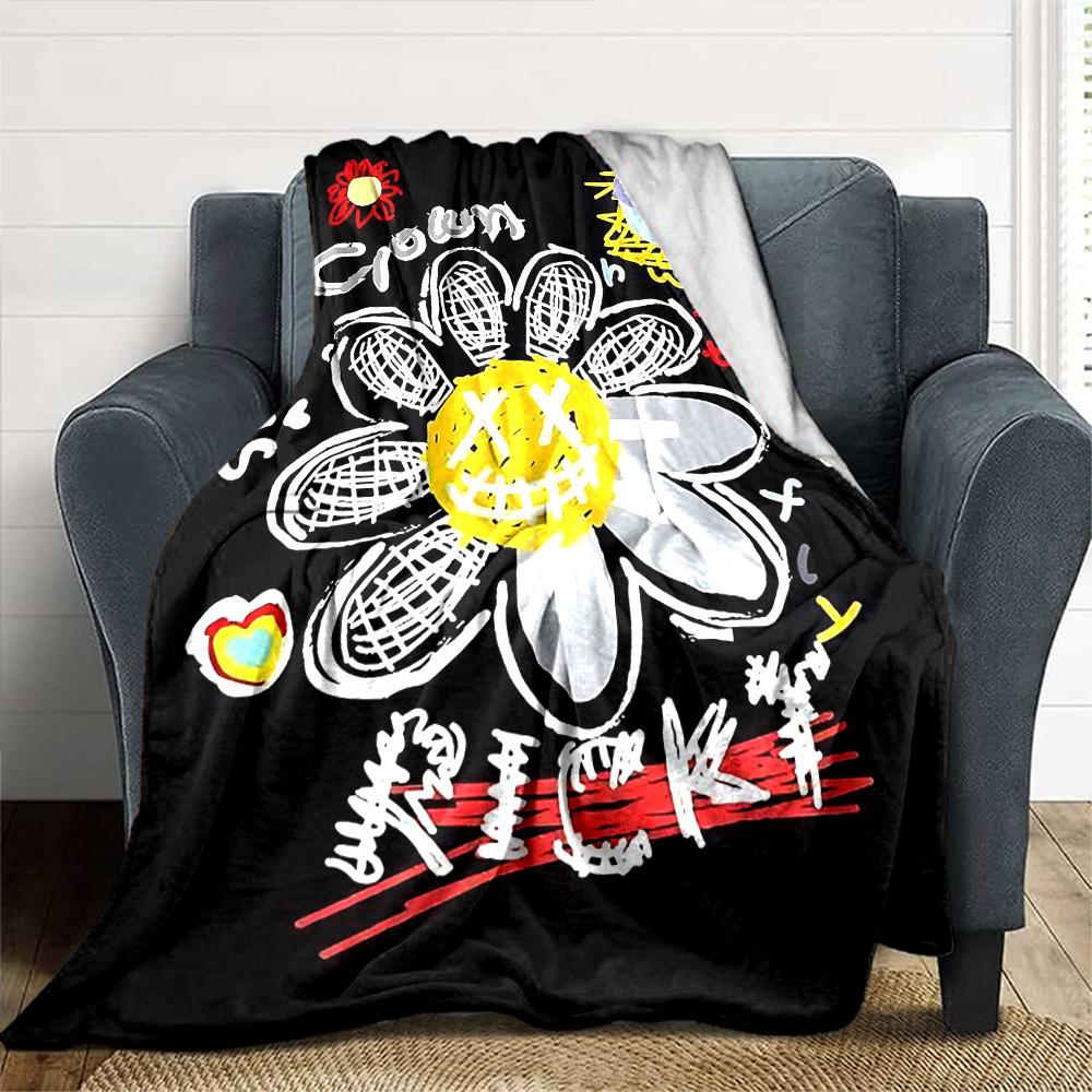 1pc Crown Butterfly Soft Flannel All Season Throw for Home, Office, Outdoor UseDurable Comfort Soft Warm Throw for Home