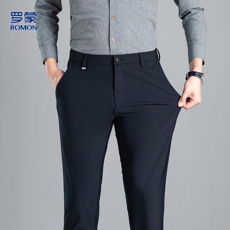 Romon Men's Business Casual Straight-Fit Pants