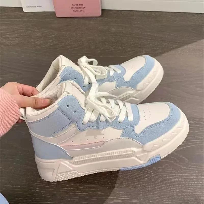 Fashion Blue Platform Sneakers Women's Sports Shoes Vintage Casual Vulcanize Kawaii Lolita Harajuku School Boot Female Flats New Trend