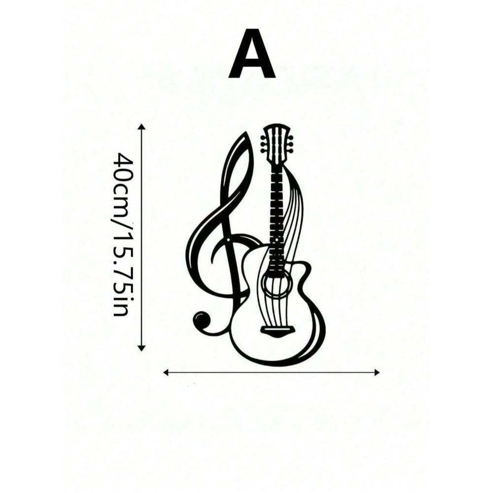1pc Black Metal Music Note Guitar Wall Decor, Iron Art Hanging for Living Room, Bedroom, Cafe, Farmhouse Theme, Housewarming/Birthday Gift