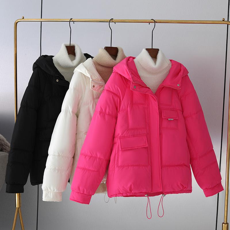 New Hooded Cotton Clothes Women's Loose Multi-pocket Cotton-padded Clothes Winter Bread Clothes Short Coat