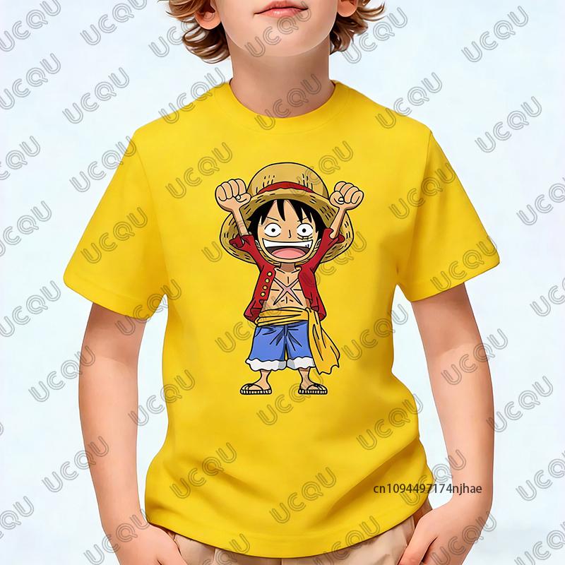 One Piece Japanese Anime Luffy Cartoon Graphic Print Tshirt For Children Summer Cotton Cosplay Tees Casual KidsAdult Tops