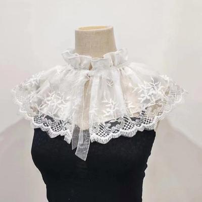 Detachable False Collar Renaissance Clothes Embroidery Shawl for Shirt or Dress
