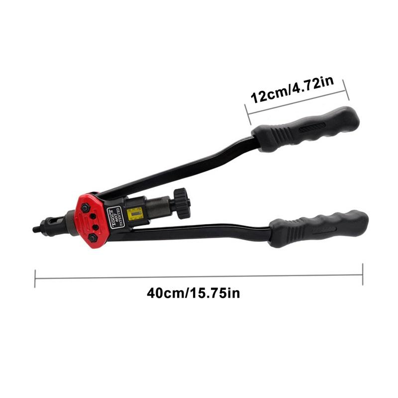 Allsome BT-607 16" Manual Riveter Gun Hand Rivet Tool Kit Rivet Nut Setting Tool Nut Setter M3/M4/M5/M6/M8/M10/M12