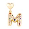 18K Gold-Plated Zircon Necklace with Cross and Colorful Letter Pendants