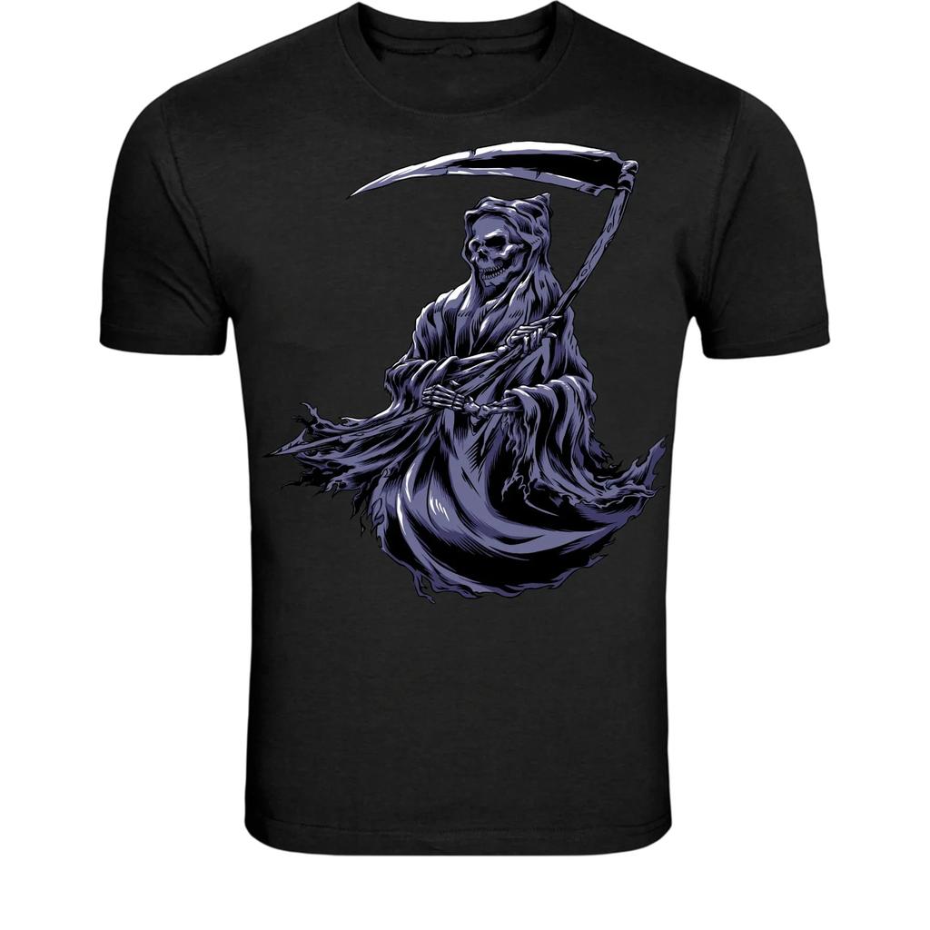 Grim Reaper With Scythe T-Shirt - Dark Gothic Skeleton Graphic
