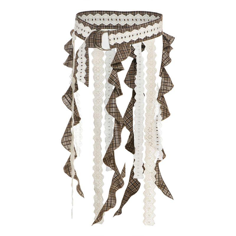 

# Sisjuly# Y2g Стиль Миллениума Рок Ретро Готический Кисточки Жаккардовая Волна Пояс Юбка Женская Khaki M