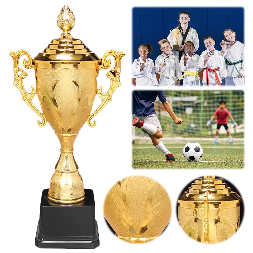 Gold Plastic Trophy Gold Trophy Cup with Lid Basketball Football Trophy Sports Competition Trophy for Competition Race