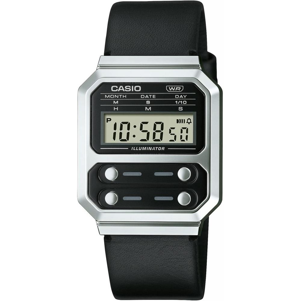 

CaSio A100wel 1a [CaSio] Цифровые наручные часы Reprint DeSign Men S overSeaS Модель Silver X Black Leather