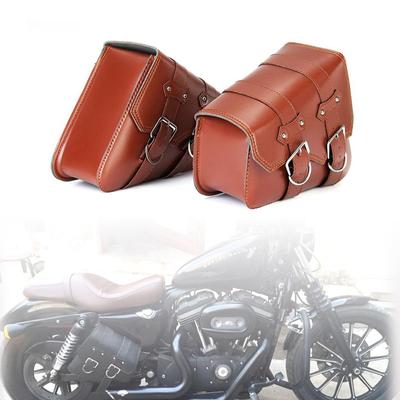 Brązowa skórzana torba motocyklowa w stylu torby na siodło, torba narzędziowa boczna do motocykli Honda Yamaha Suzuki Harley Sportster XL 883 XL1200