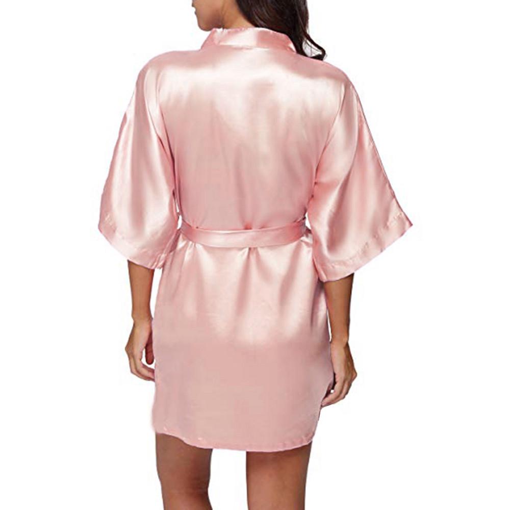 Buy 1/2 Sleeved V Neck Bandage Satin Sleepwear Mini Dress Women S