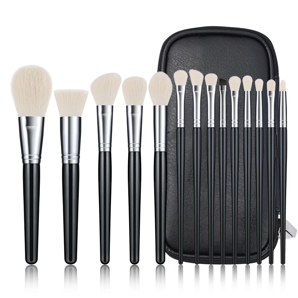 Professional White/Black Vegan Makeup Brushes Kit Private Label Luxury Cosmetic Foundation Travel Makeup Brush Set With Case