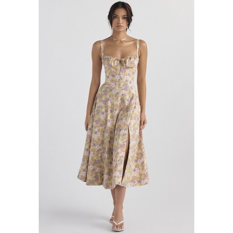 Floral Sexy Slit Suspender Dress Floral Sexy Slit Camisole Dress