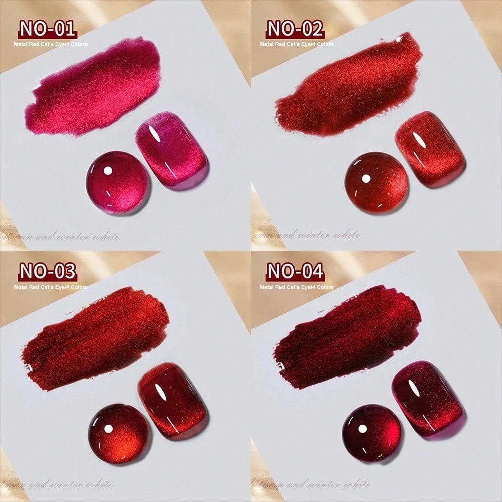 1pc 10ml Red Cat Eye Gel Magnetic Sparkling Glitter Gel Nail Polish Semi Permanent UV Gel For Women No Include Magnetic Stick