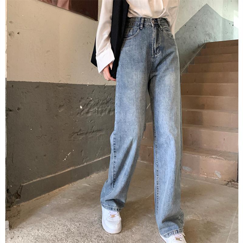 Winter Thick Warm Fleece Straight Jean Pants Vintage Jeans Woman's High Waist 2022 Blue Wide Leg Denim Trouser Baggy Casual