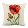 Federa per cuscino in lino con motivo floreale rosso moderno nordico, copricuscino per divano, decorazione per la casa, personalizzabile per te    LK-- (,(3)