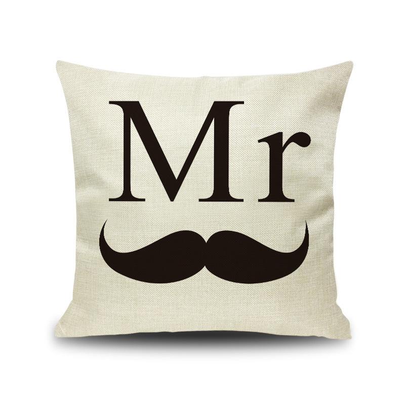 

Beard and Lips Couple Pillow Case Composite Linen Pillow Case Pillow Case Sofa Cushion 45 * 45cm without core
