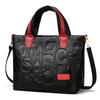 Stylish Letter Embossed Handbag, Color Contrast Crossbody Bag, Women's Top Handle Tote Bag Shoulder Purse