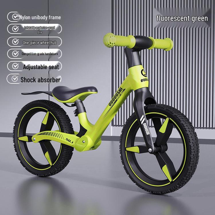 Shock-Absorbing Balance Bike for Kids Ages 2-8, No Pedals, Two-Wheeled Scooter 12-inch