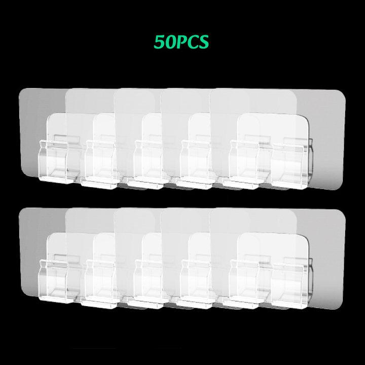 Multi-Purpose SelfAdhesive Hooks Transparent Hanging Holder Shelf Hook Kitchen Bathroom Wall Storage Rack Fixing Sticker Gadgets