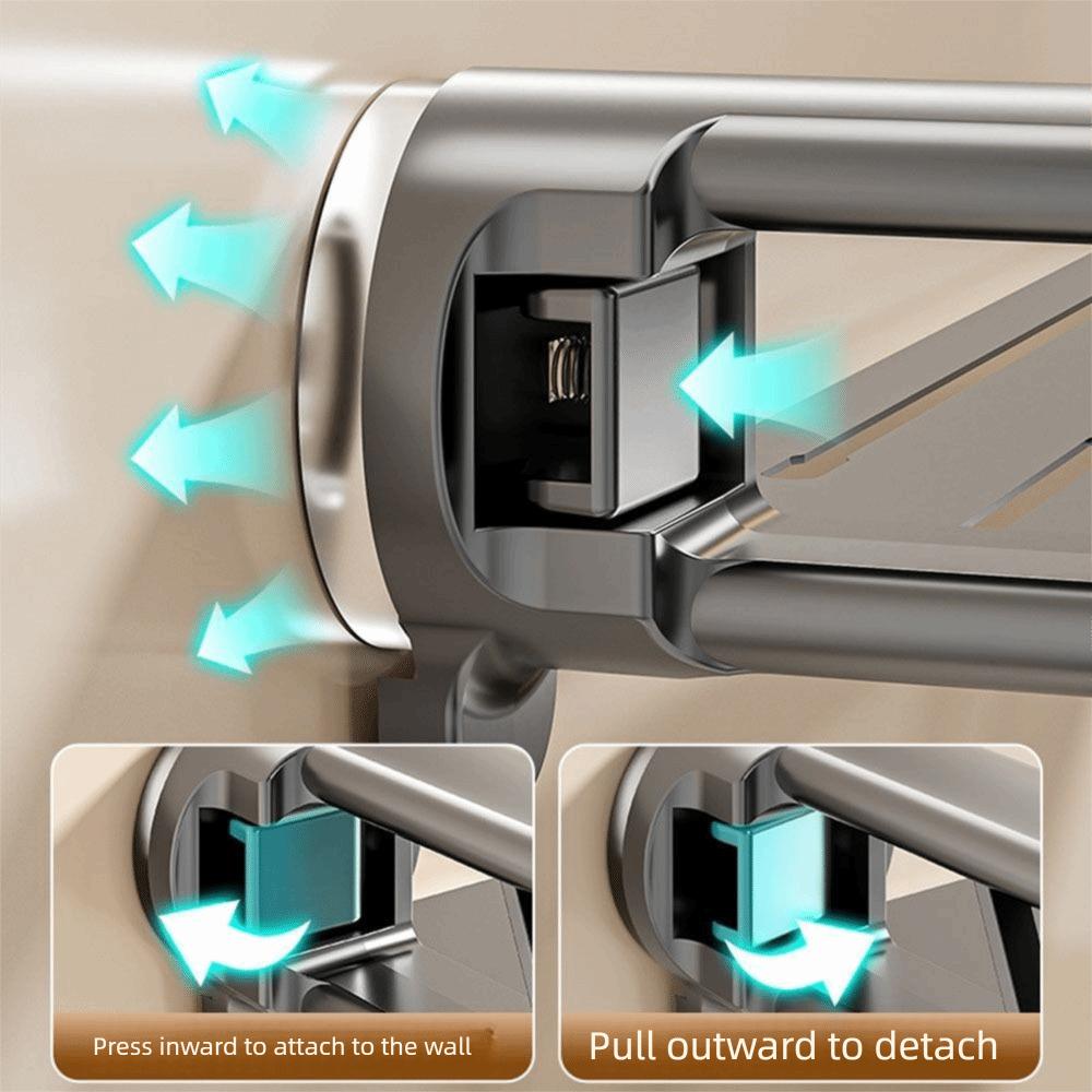 Punch Free Suction Cup Storage Rack Carbon Steel Toilet Shampoo Holder Bathroom Shelves  for Home