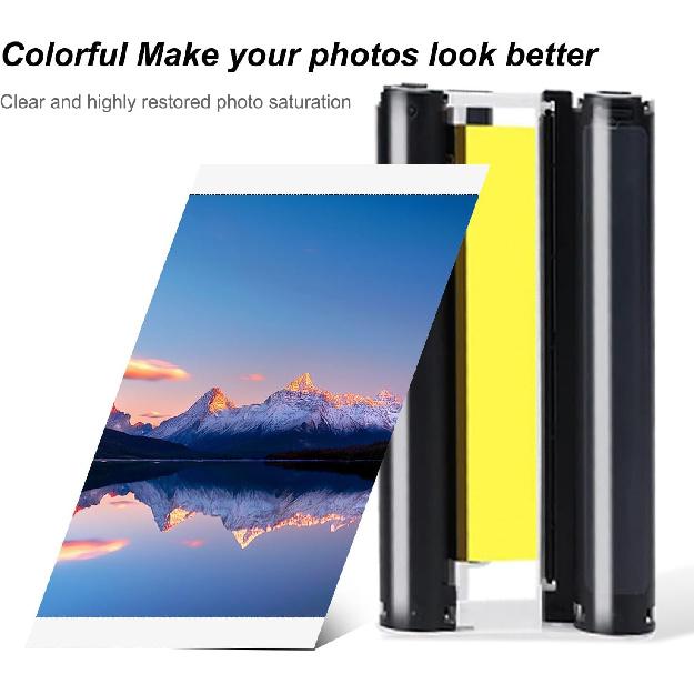 Compatible with Amber M100/M200 4x6 Photo Printer 80 Sheets Photo Paper & 2 Ink Cartridges Refill,Waterproof/Antioxidant/Non Fading,for DHP512/DHP513