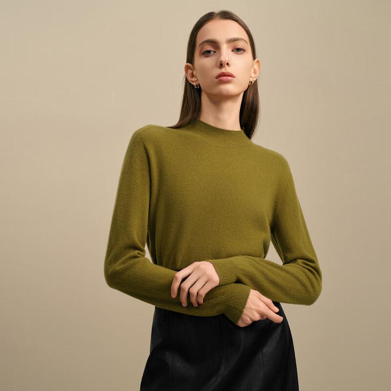 Elva' Island Women's Semi-High Collar Wool Knit Sweater