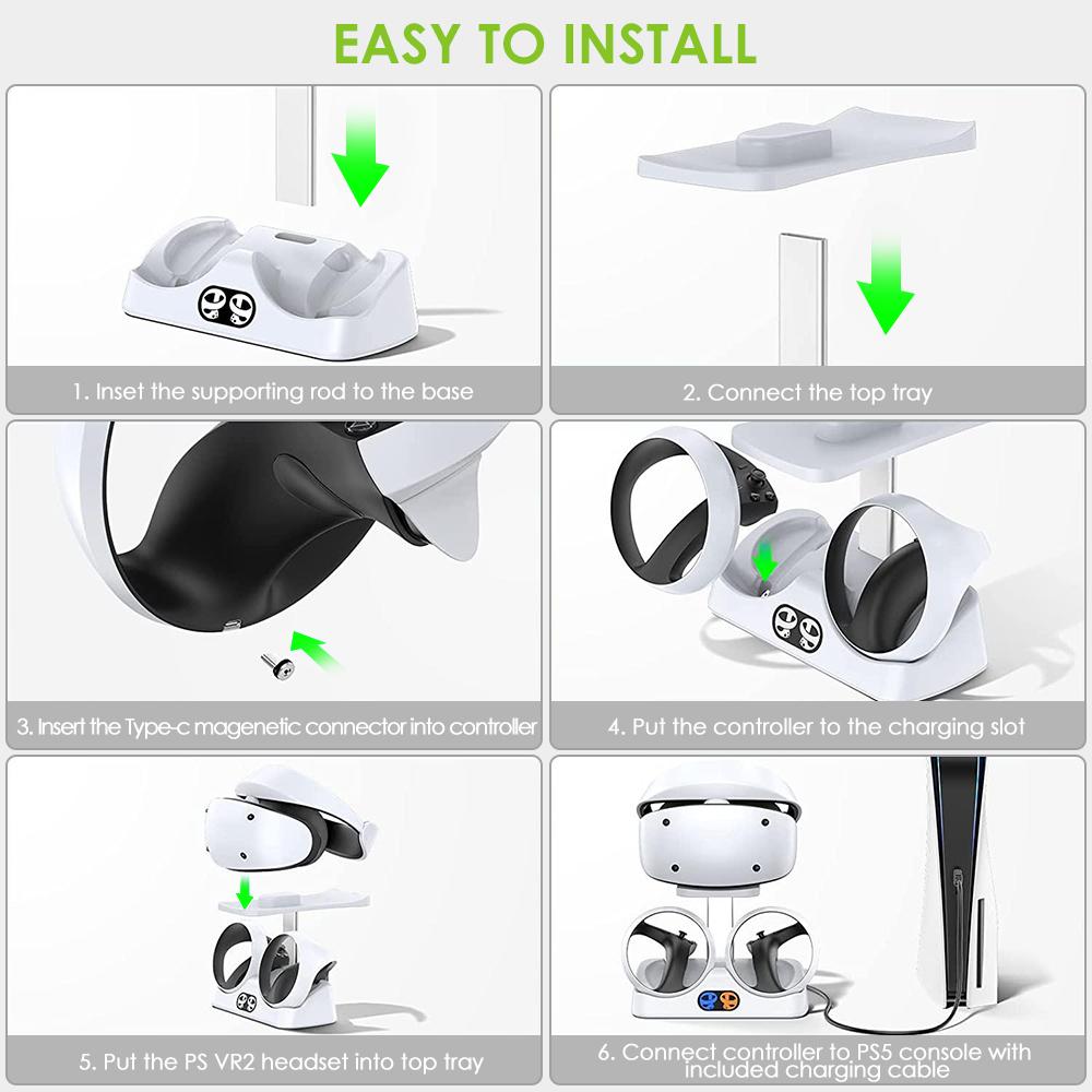 Pentru PS5 VR2 cu controler de lumină pentru afișaj, încărcător de bază de încărcare cu suport pentru ochelari de stocare accesorii de joc