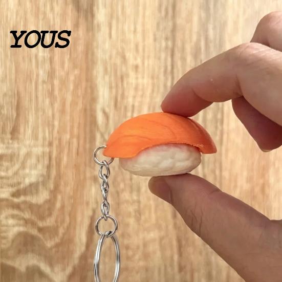 Sushi-Spielzeug mit Schlüsselring 3D-gedruckter Clicker Fidget-Spielzeug, Japanische Form Finger-Schlüsselanhänger Schlüsselanhänger, Tragbarer Stressabbau Push