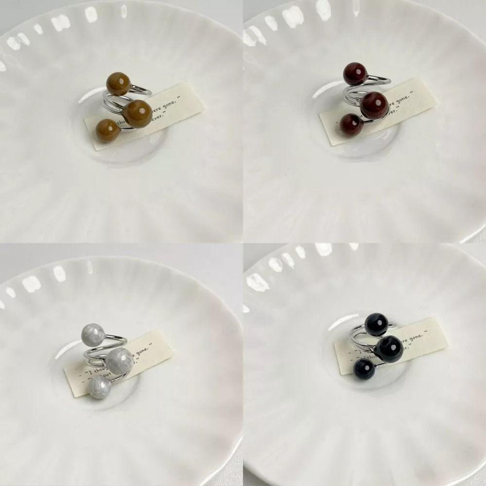 Imitation Opening Rings Chocolate Color Exaggerated Ring Elegant Pearl Rings  Women