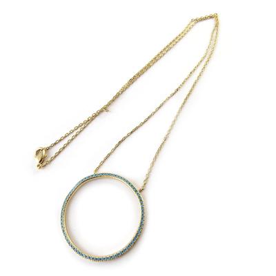 [N7158] - Gold Plated 'Navajos' Turquoise Gold Plated Necklace (circle)
