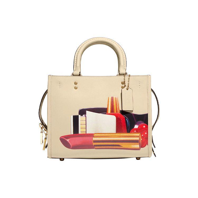 

Coach X Tom Wesselmann Collaboration Rogue 25 Lipstick Print Solid Leather Tote Bag Women tote White CA126-B4IY Basic Set (Bag+Dust Bag)