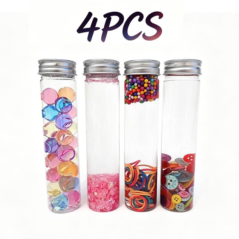 Doe-het-zelf Zintuiglijke Flessen Materialen Kit Duidelijke Reageerbuis 100ml Glinsterende Waterparels Vulling Kinderen Montessori Spel Visuele Training Speelgoed