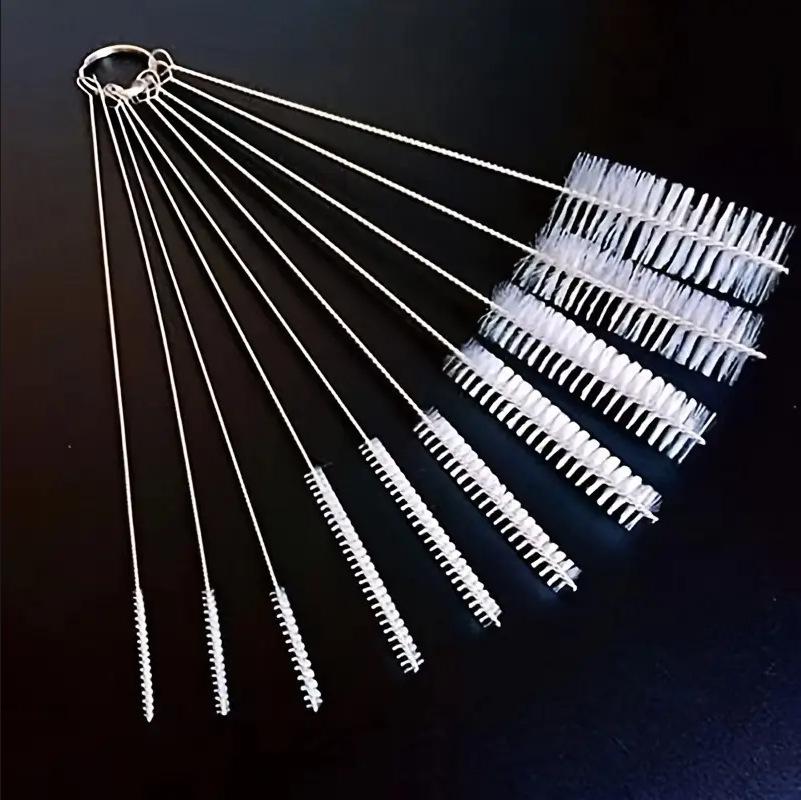 

10-Piece Nylon Straw Cleaning Brush Set for Cross-Border Labeling Black - 10-piece set