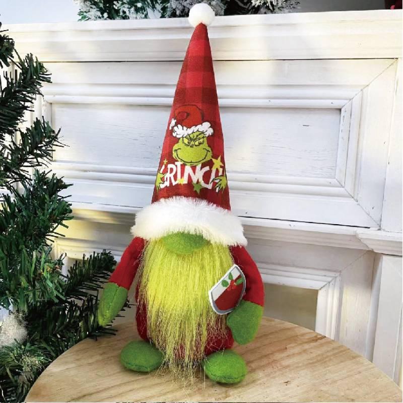 Festive Green Furry Monster Plush Santa Claus Doll Decoration For Christmas American Style
