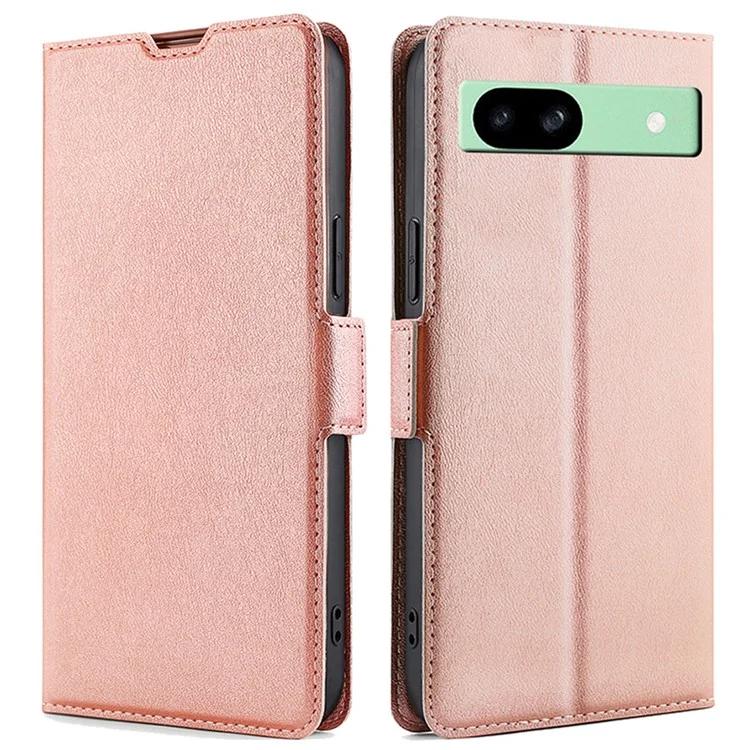 

For Google Pixel 8a Case PU Leather Folding Stand Magnetic Protect Phone Cover - Rose Gold