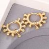 Gold Plated Beaded Small Huggie Hoop Earrings Multi Ball Dangle Open Loop Earrings Women Minimalist Daily Fashion Jewelry Gift