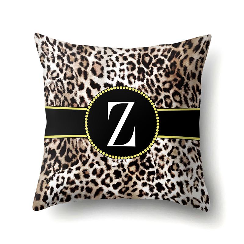 Polyester Pillow Case Decorative Leopard Print Home Furnishing 26 English Letter Printed Pillow Case