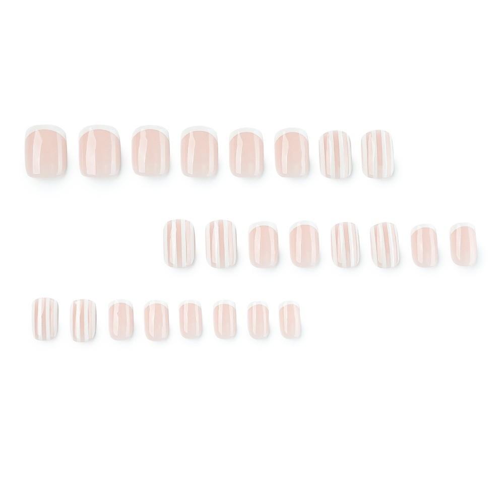 24 Peças/Conjunto Unhas Francesas Amêndoa Postiças Pontas de Unha Postiças Novas Unhas Postiças Mulheres