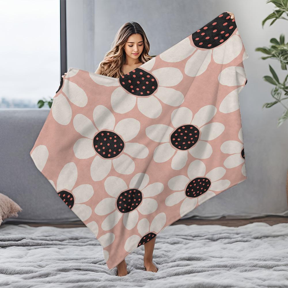 Cute Floral Pattern Throw Blanket Soft Plush Bed Blanket For Kids Teens Girls Sofa Cushion Gift
