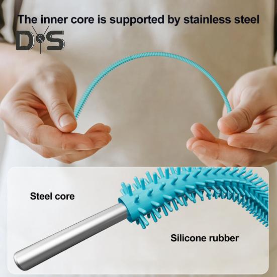 2ks silikonové kartáče na čištění brček, sada, hloubkové čištění, výkonný kartáč na odstraňování skvrn od mléčného čaje v potravinářské kvalitě, protiskluzová rukojeť, nástroj na čištění brček