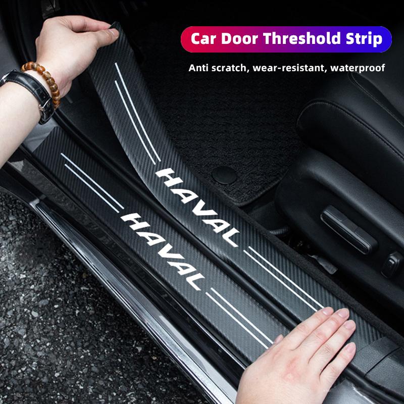 5Pcs Leather Car Door Decals Carbon Fiber Threshold Anti Scratch For Great Wall Haval H6 Dargo M6 H9 H6S F7 F7X Jolion X DOG XY