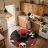 Winged Black Cat,Round Area Rug,Carpet Rug for Living Room Bedroom Sofa Playroom Decor,Non-slip Floor Mat