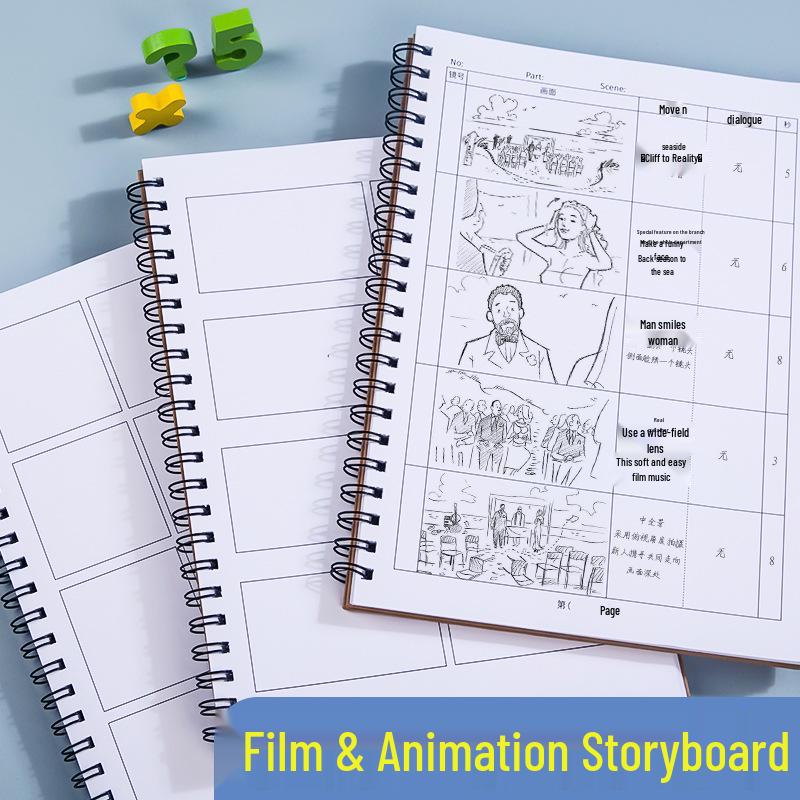 A4 Four-Panel Cartoon Storyboard Notebook for Animation & Movie Scripts